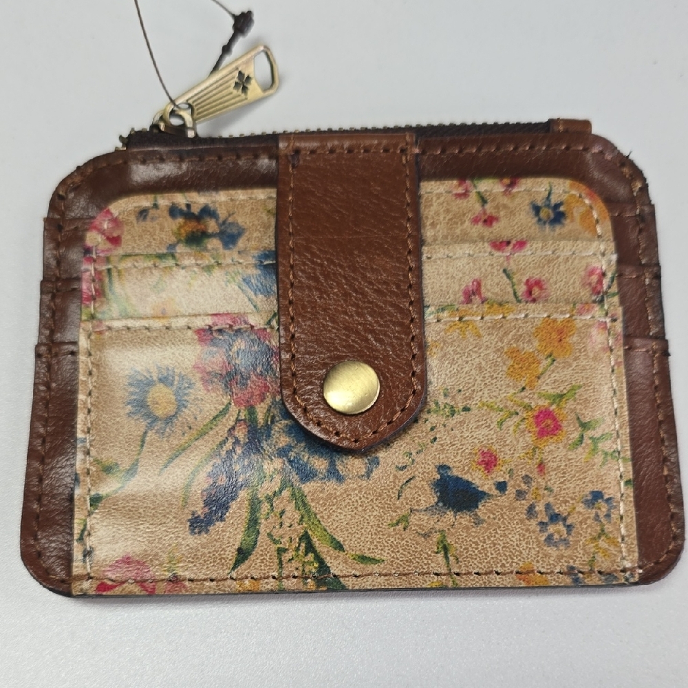 NWT Patricia Nash Floral Prairie Rose Card Holder With Zipper Leather